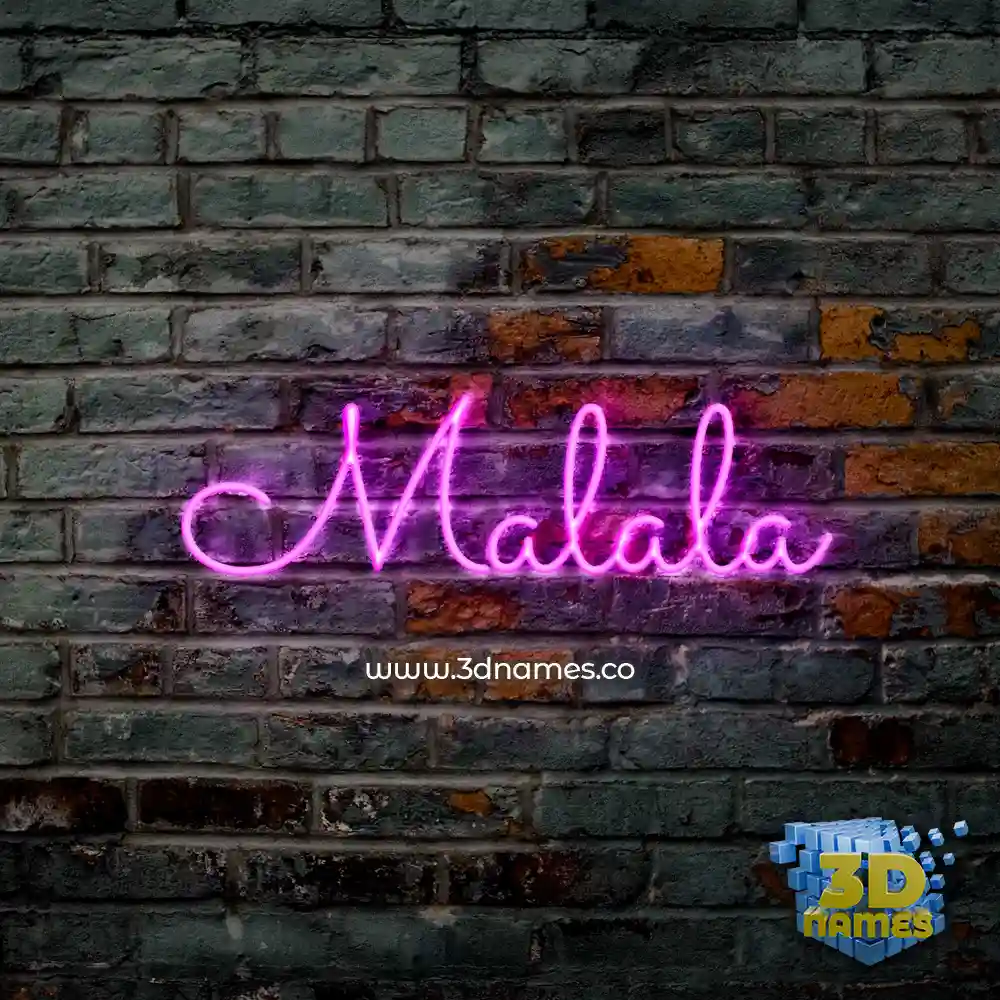 malala in Pink Neon style - 3D name wallpaper