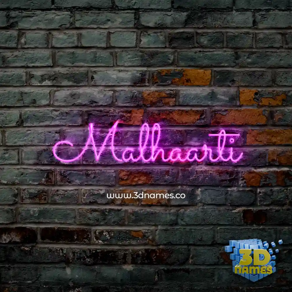 malhaarti in Pink Neon style - 3D name wallpaper