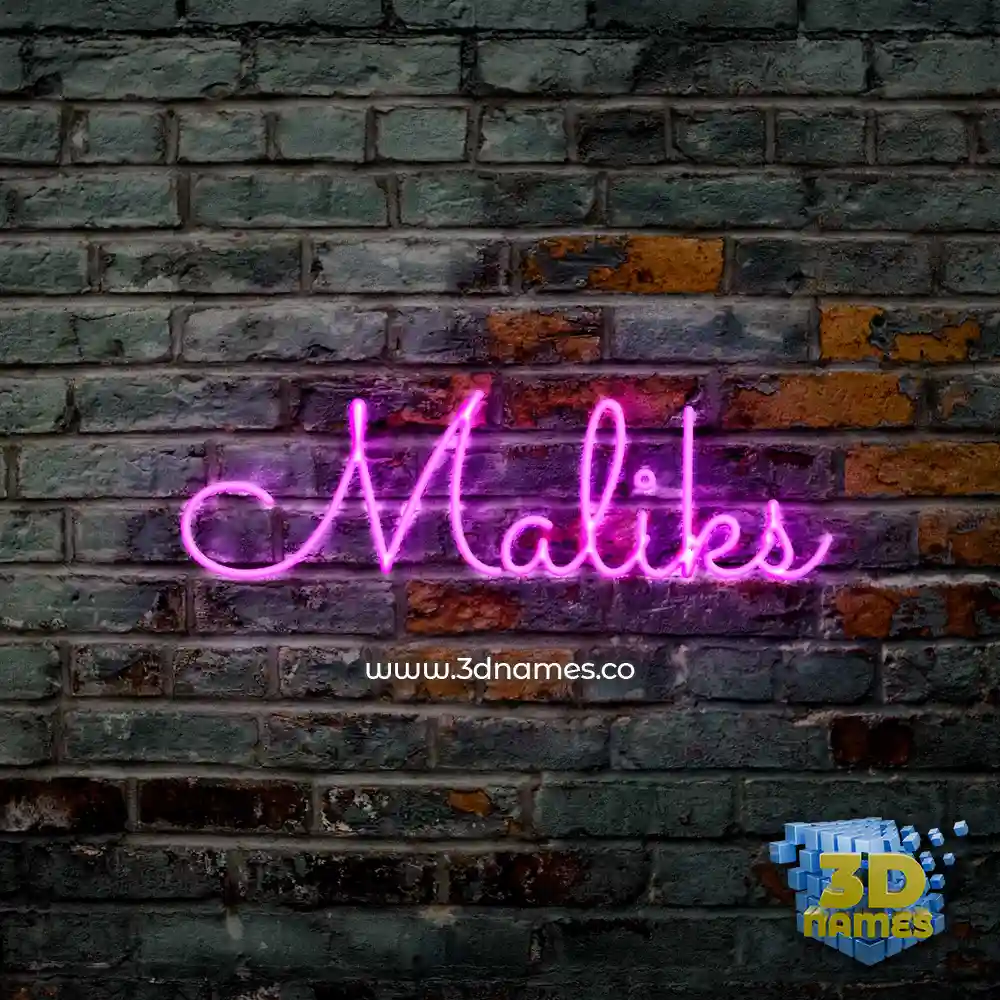 maliks in Pink Neon style - 3D name wallpaper
