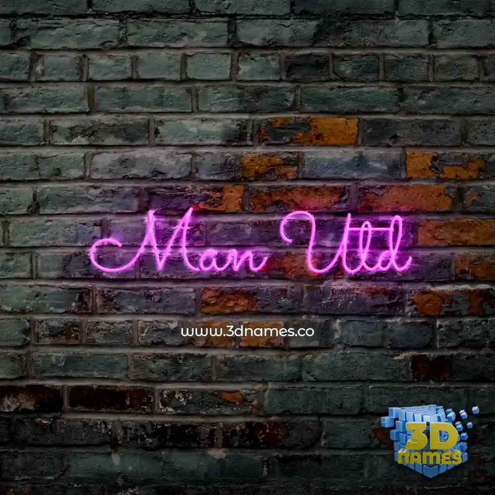 man utd in Pink Neon style - 3D name wallpaper