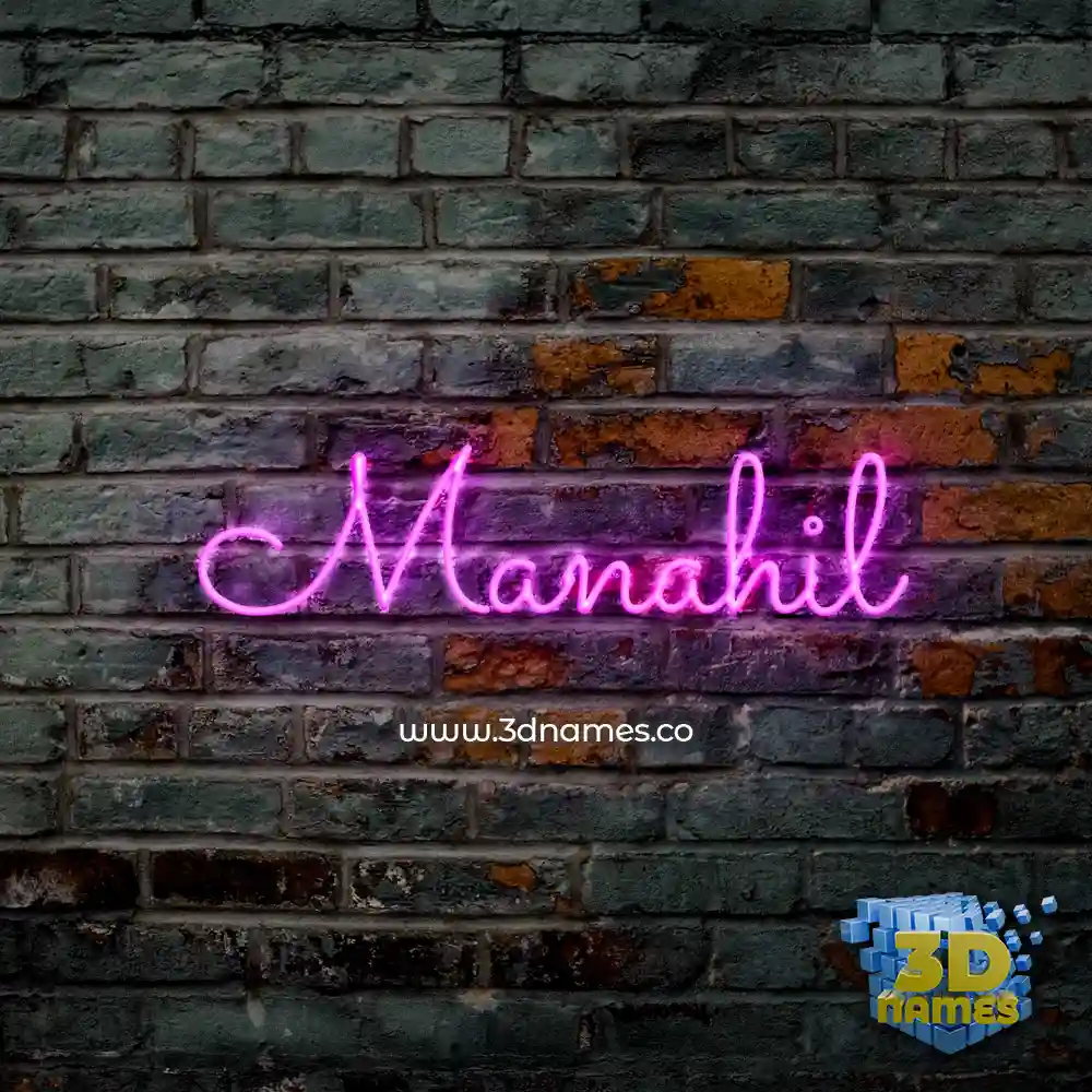 manahil in Pink Neon style - 3D name wallpaper