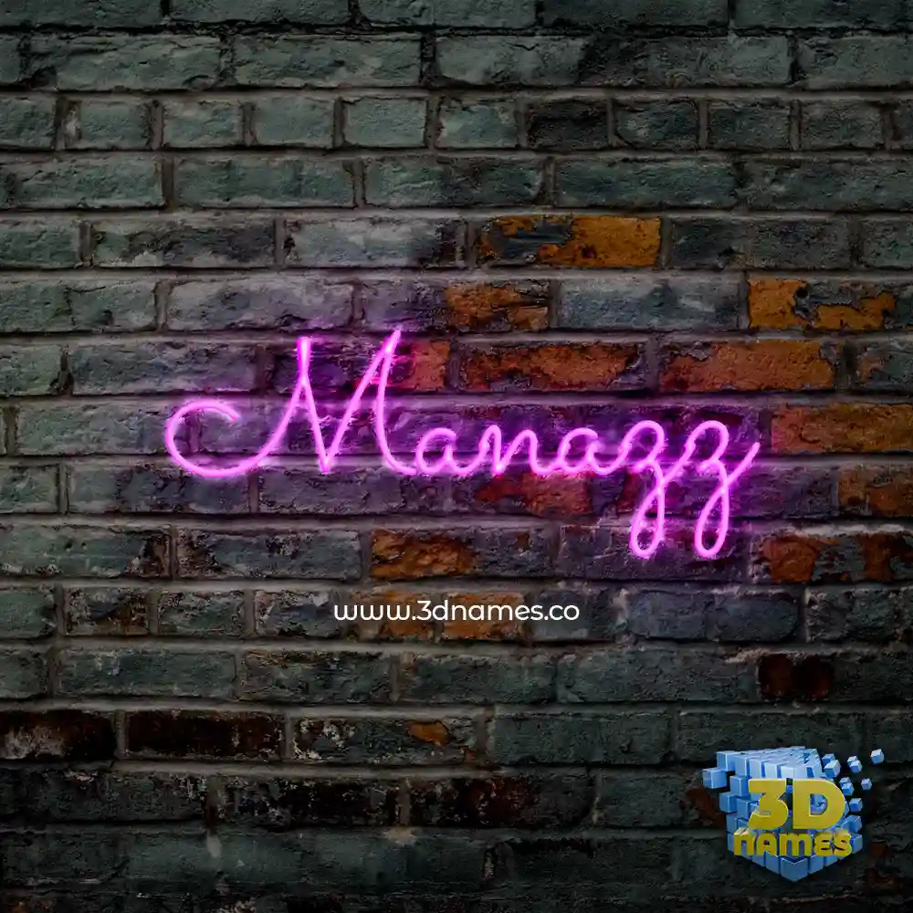 manazz in Pink Neon style - 3D name wallpaper