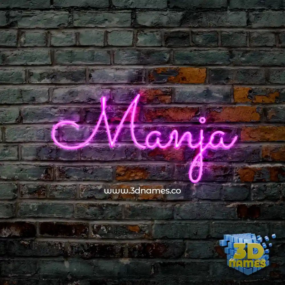 manja in Pink Neon style - 3D name wallpaper