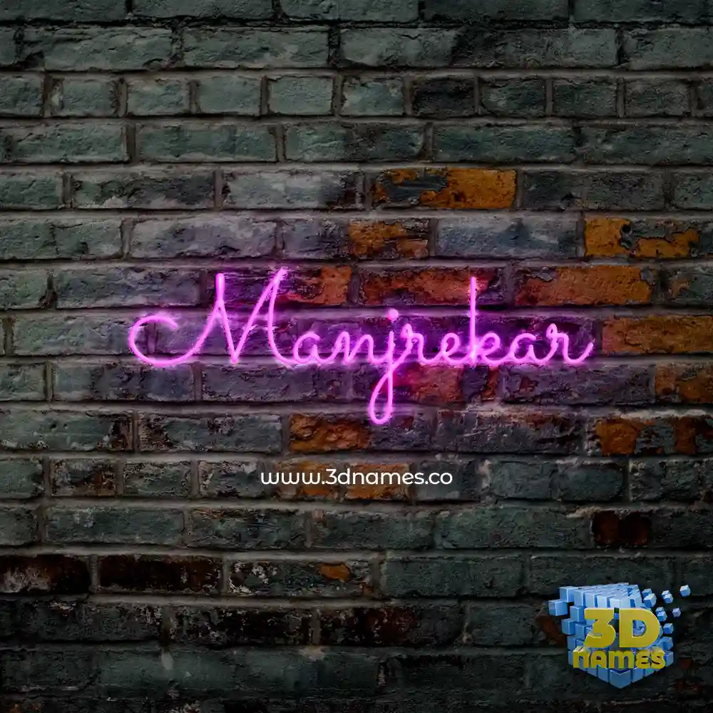 manjrekar in Pink Neon style - 3D name wallpaper