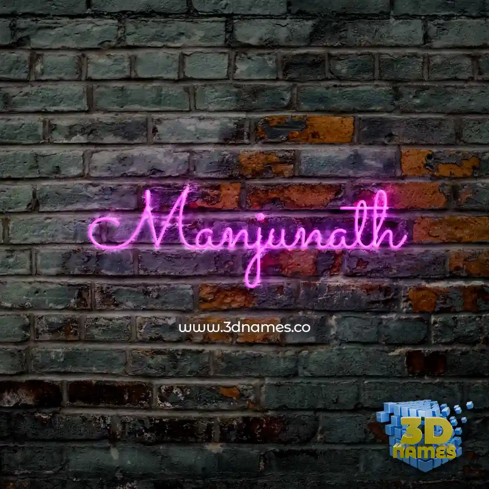 manjunath in Pink Neon style - 3D name wallpaper