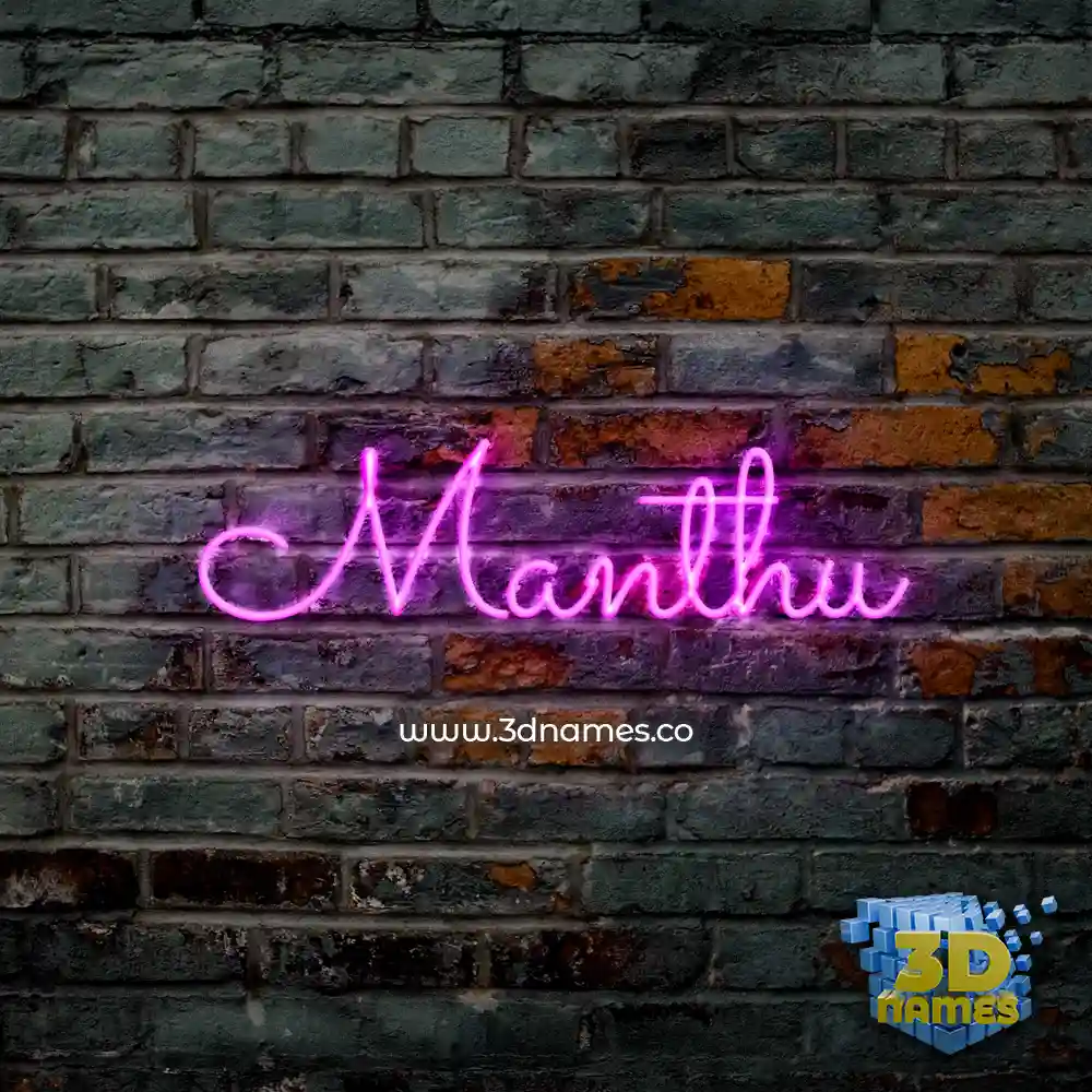 manthu in Pink Neon style - 3D name wallpaper