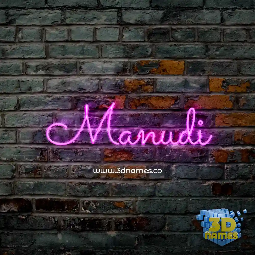 manudi in Pink Neon style - 3D name wallpaper