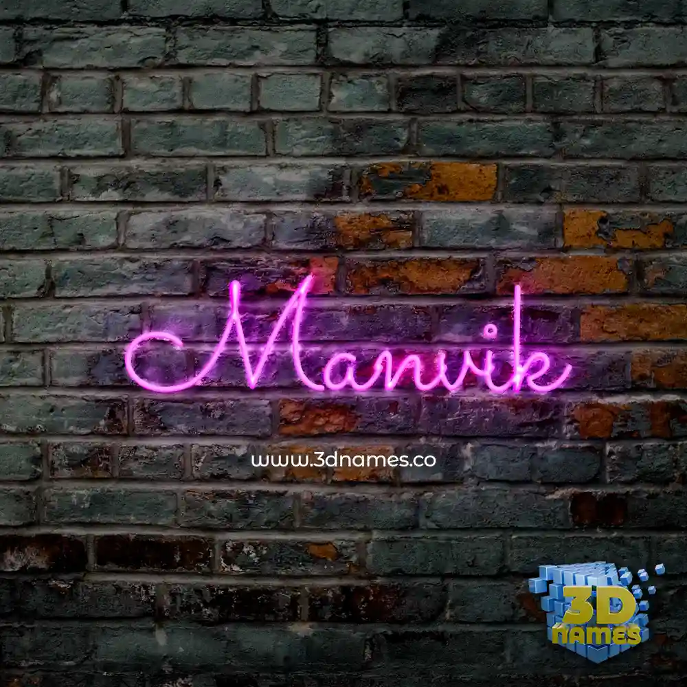 manvik in Pink Neon style - 3D name wallpaper