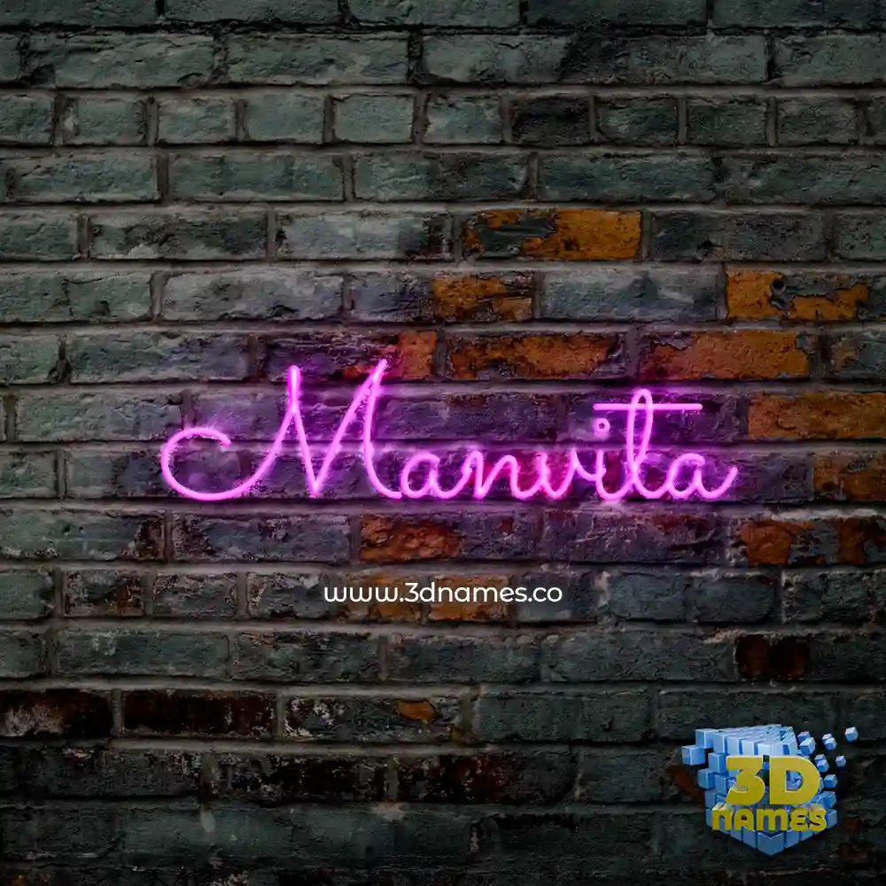 manvita in Pink Neon style - 3D name wallpaper