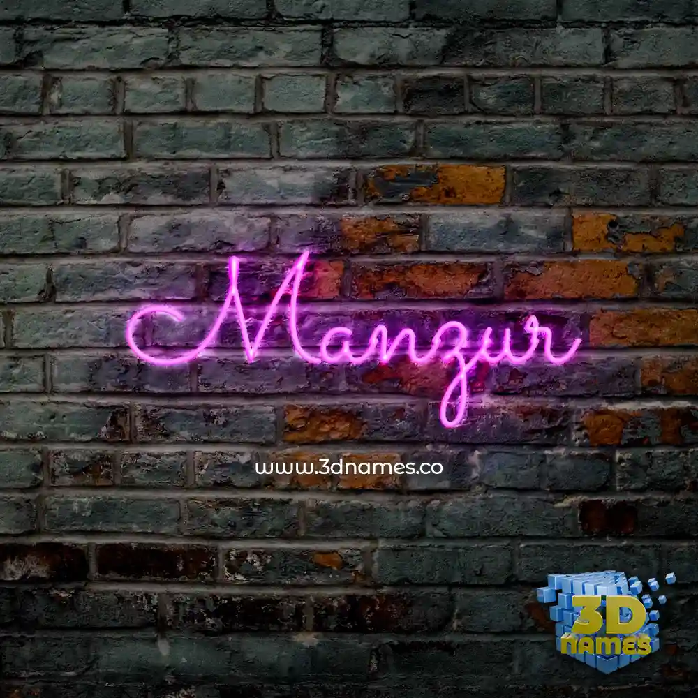 manzur in Pink Neon style - 3D name wallpaper
