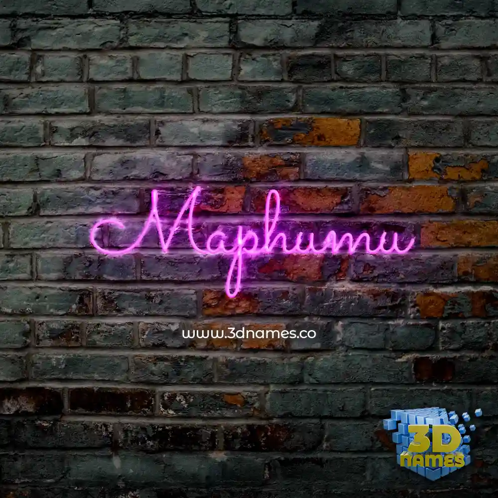 maphumu in Pink Neon style - 3D name wallpaper
