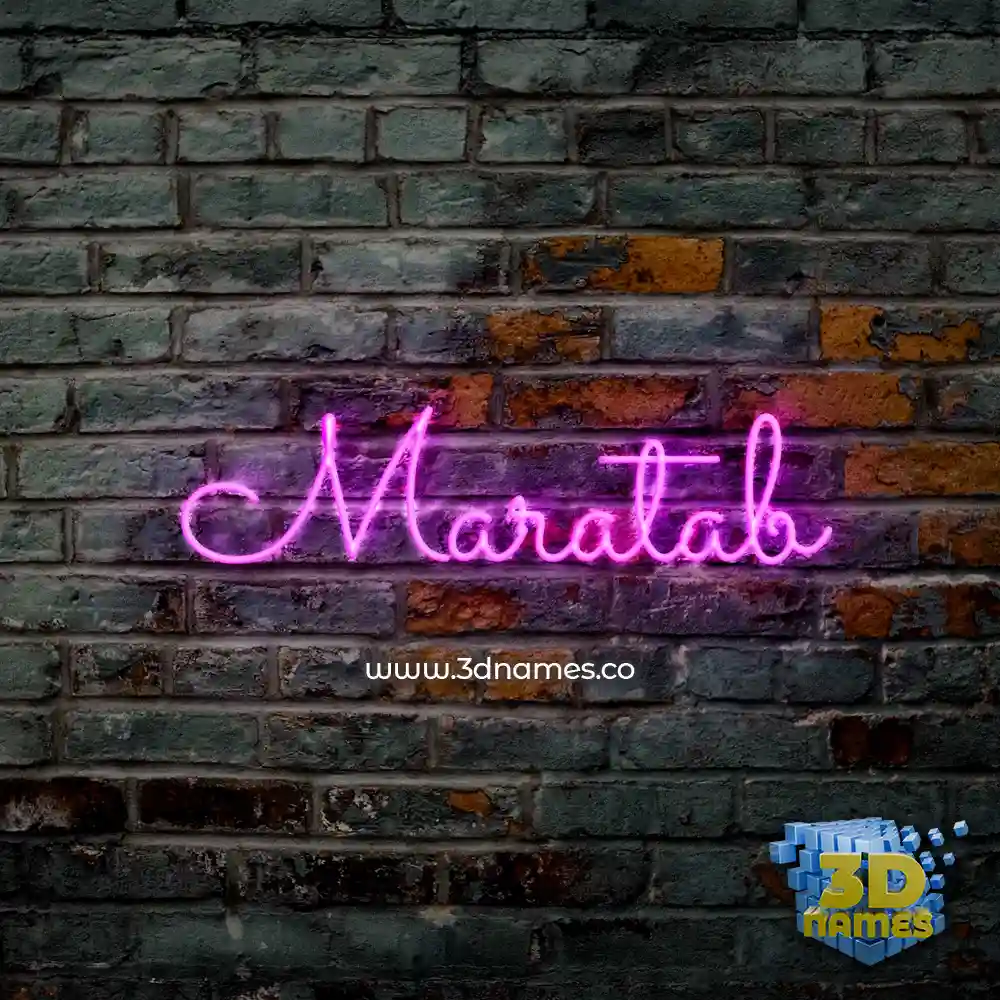 maratab in Pink Neon style - 3D name wallpaper