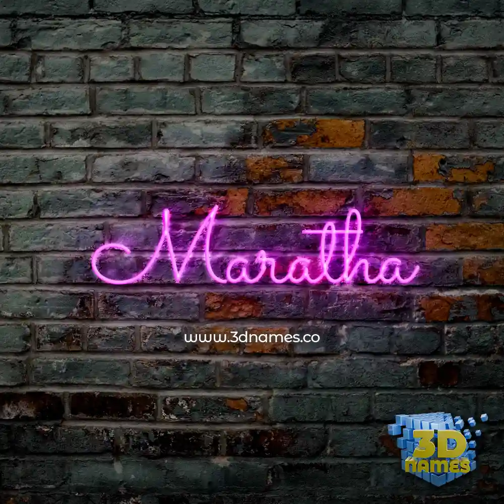 maratha in Pink Neon style - 3D name wallpaper