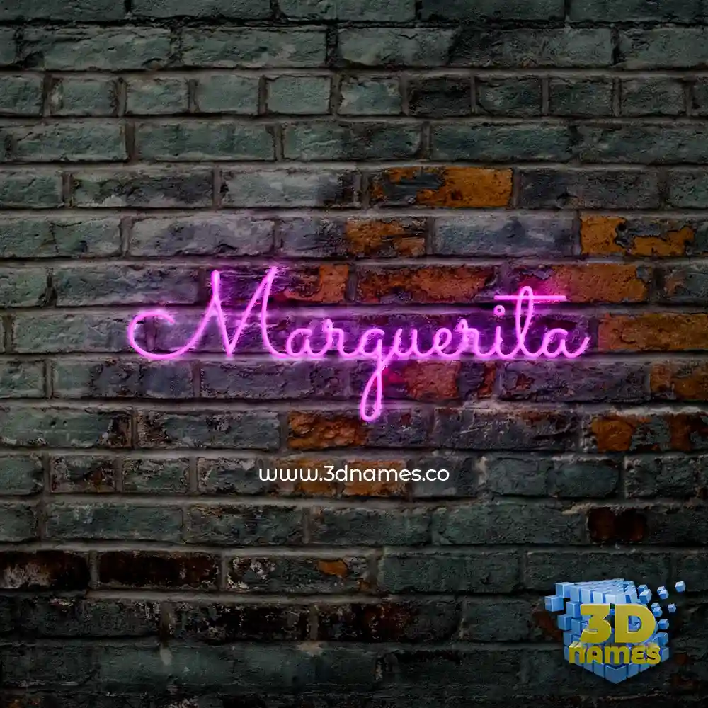 marguerita in Pink Neon style - 3D name wallpaper