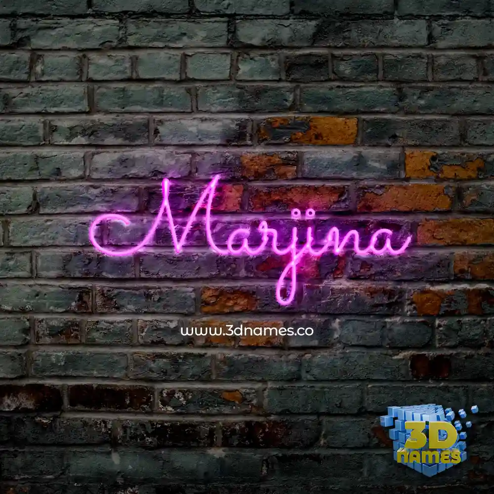 marjina in Pink Neon style - 3D name wallpaper