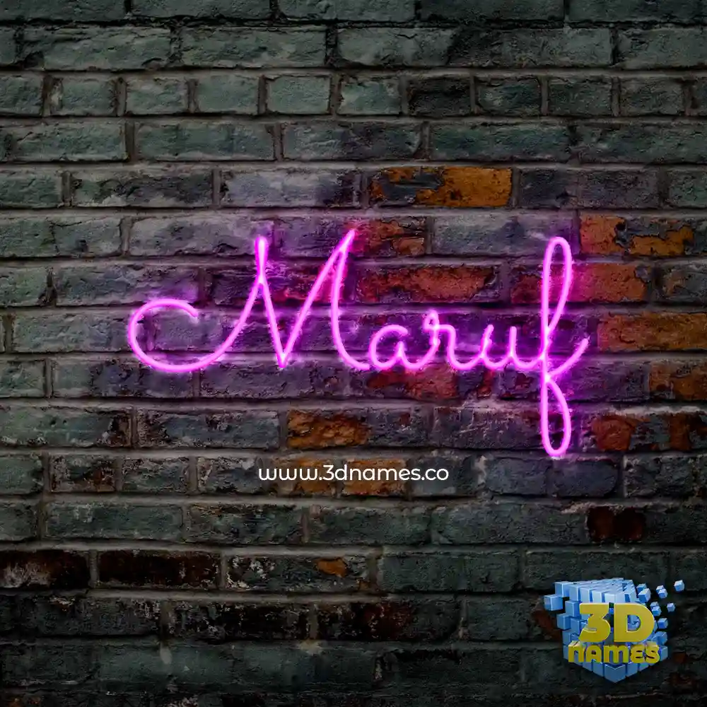maruf in Pink Neon style - 3D name wallpaper