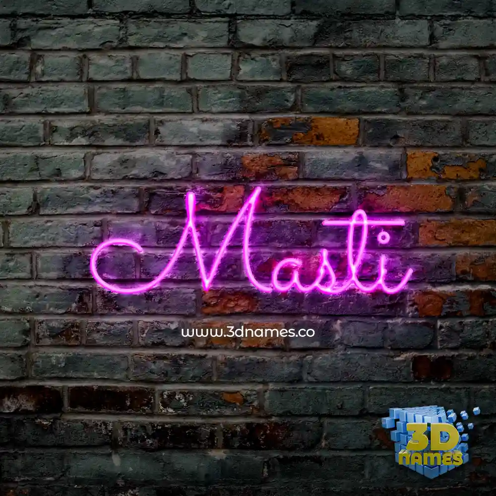 masti in Pink Neon style - 3D name wallpaper