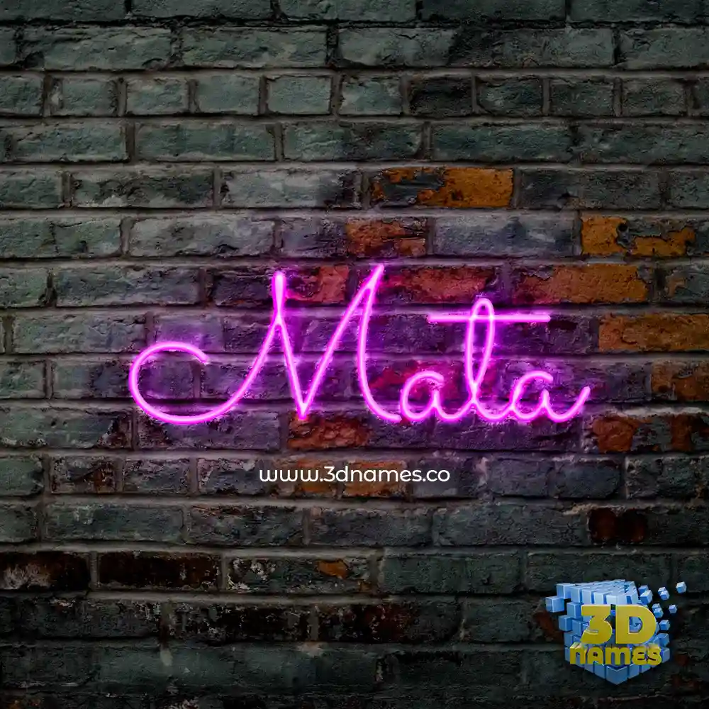 mata in Pink Neon style - 3D name wallpaper