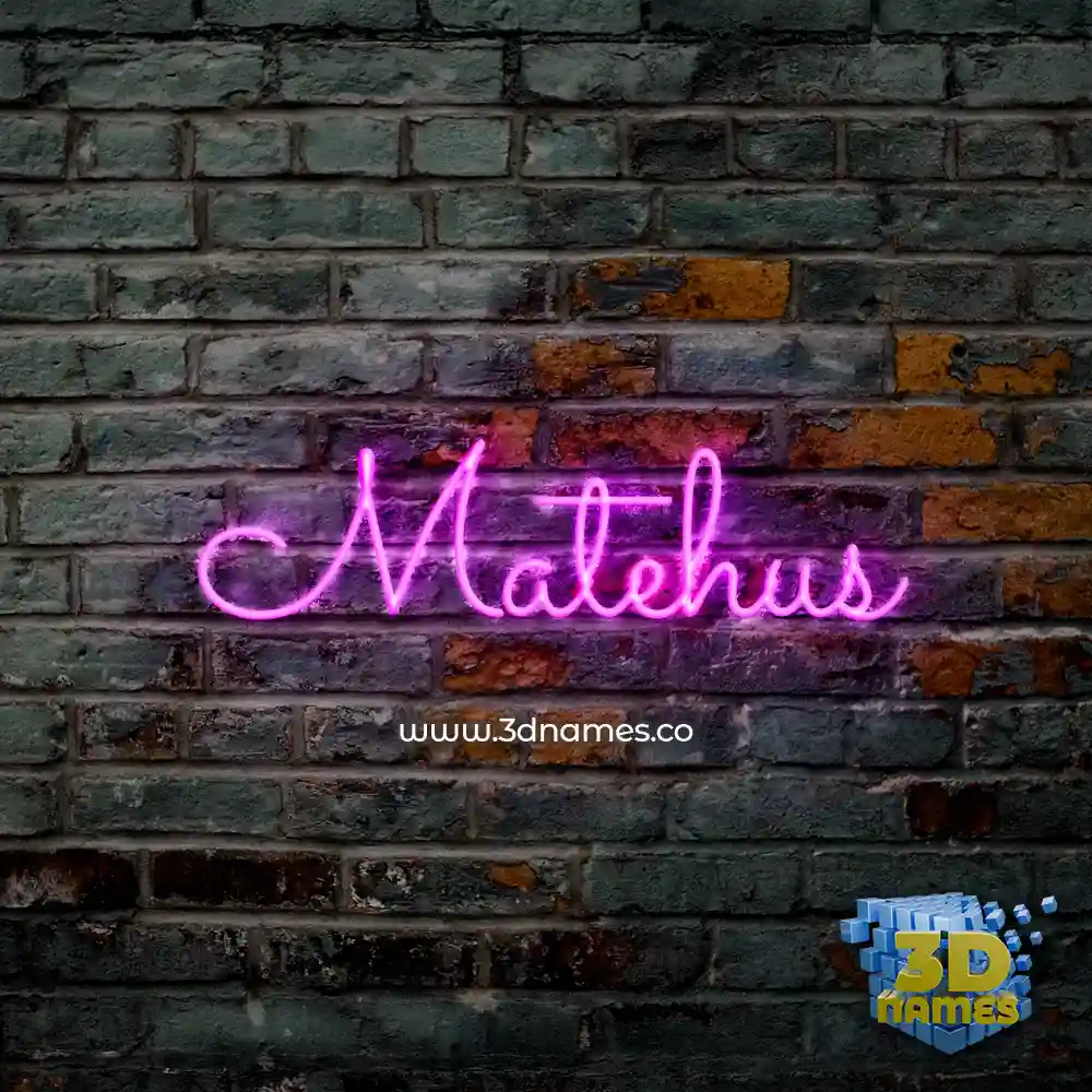 matehus in Pink Neon style - 3D name wallpaper