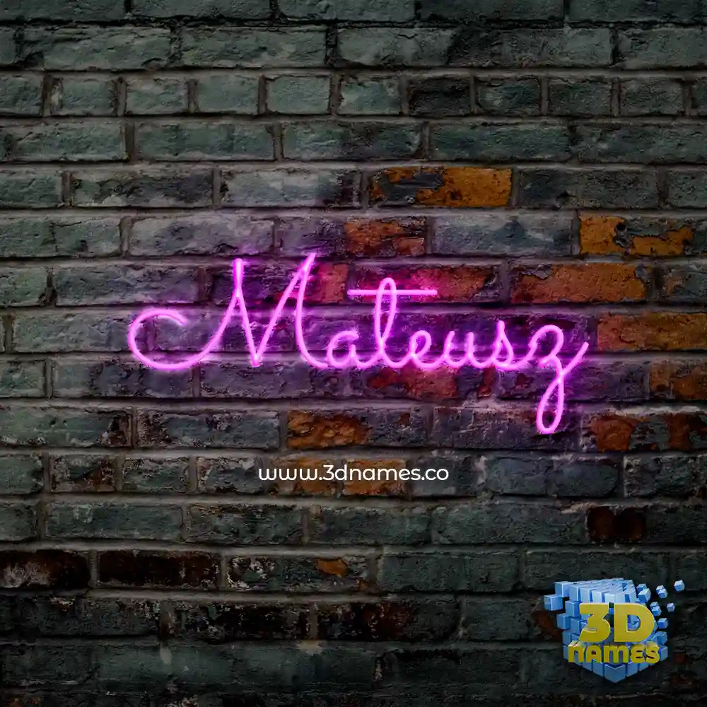 mateusz in Pink Neon style - 3D name wallpaper