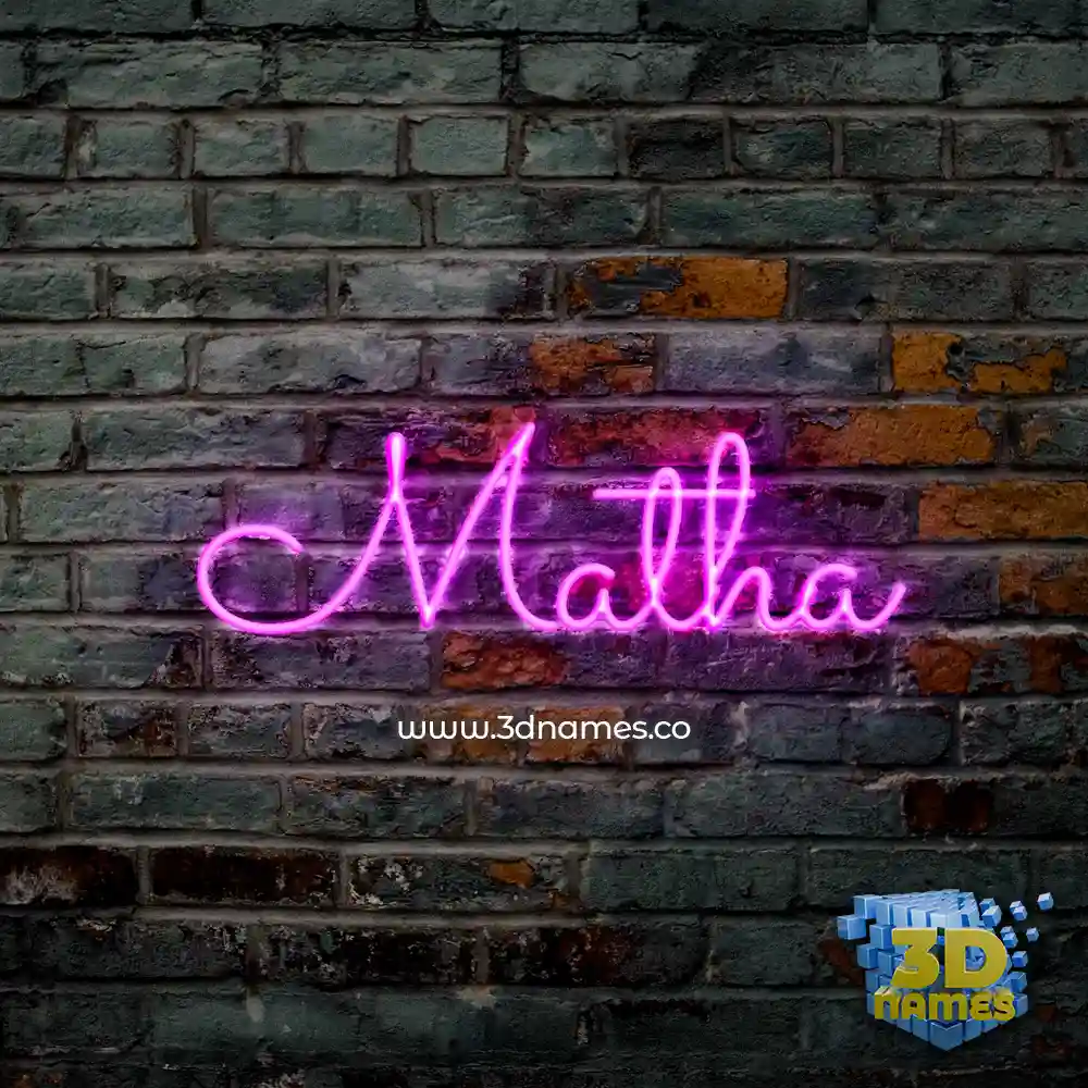 matha in Pink Neon style - 3D name wallpaper