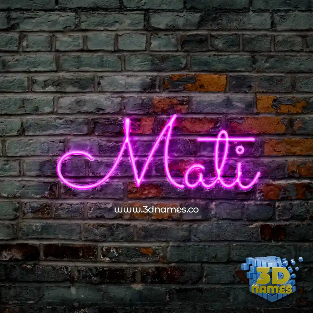 mati in Pink Neon style - 3D name wallpaper