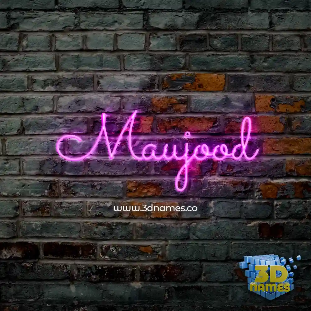 maujood in Pink Neon style - 3D name wallpaper