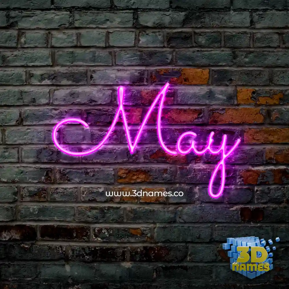 may in Pink Neon style - 3D name wallpaper
