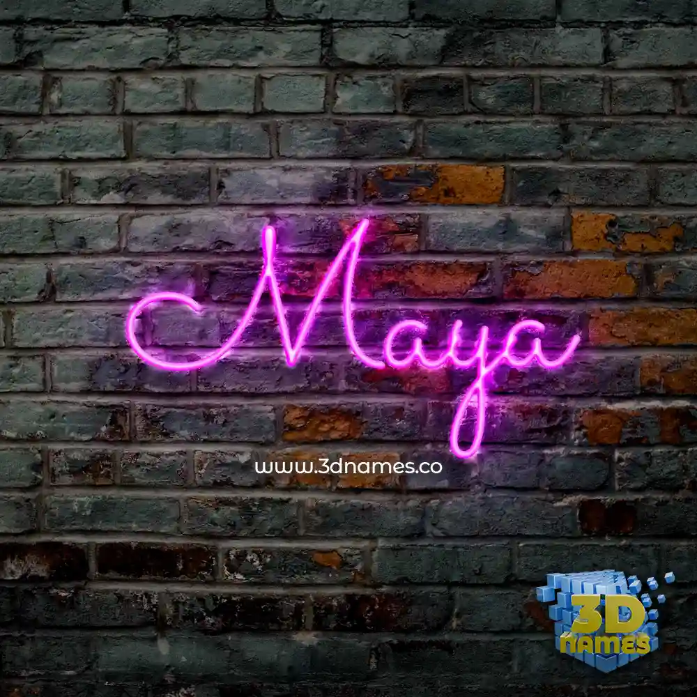 maya in Pink Neon style - 3D name wallpaper