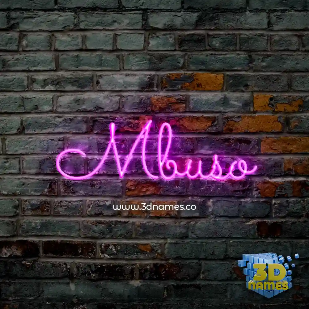 mbuso in Pink Neon style - 3D name wallpaper