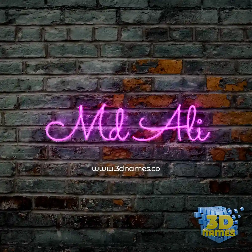 md ali in Pink Neon style - 3D name wallpaper
