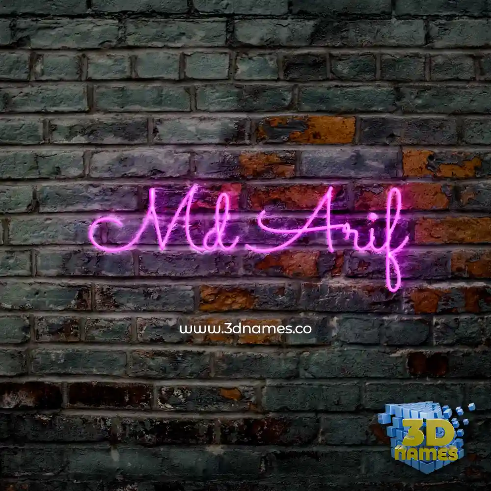 md arif in Pink Neon style - 3D name wallpaper