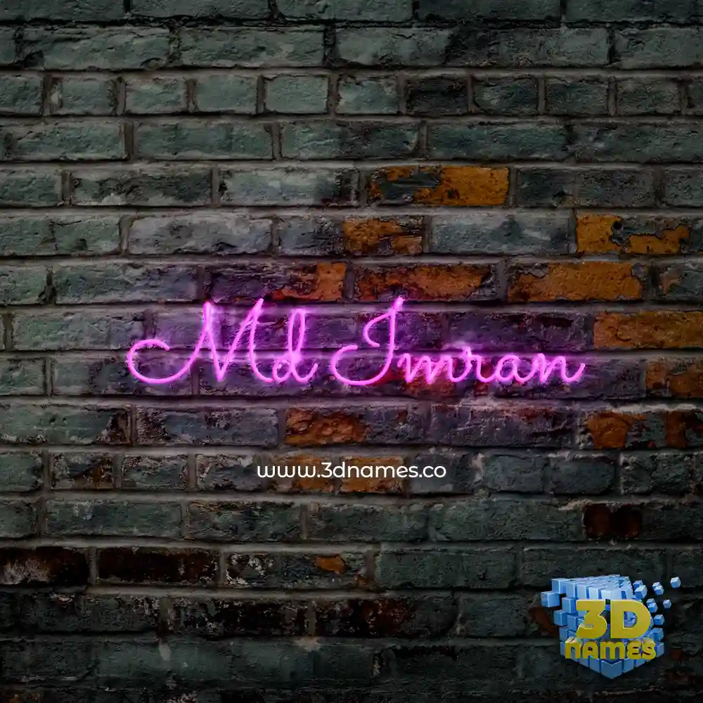 md imran in Pink Neon style - 3D name wallpaper