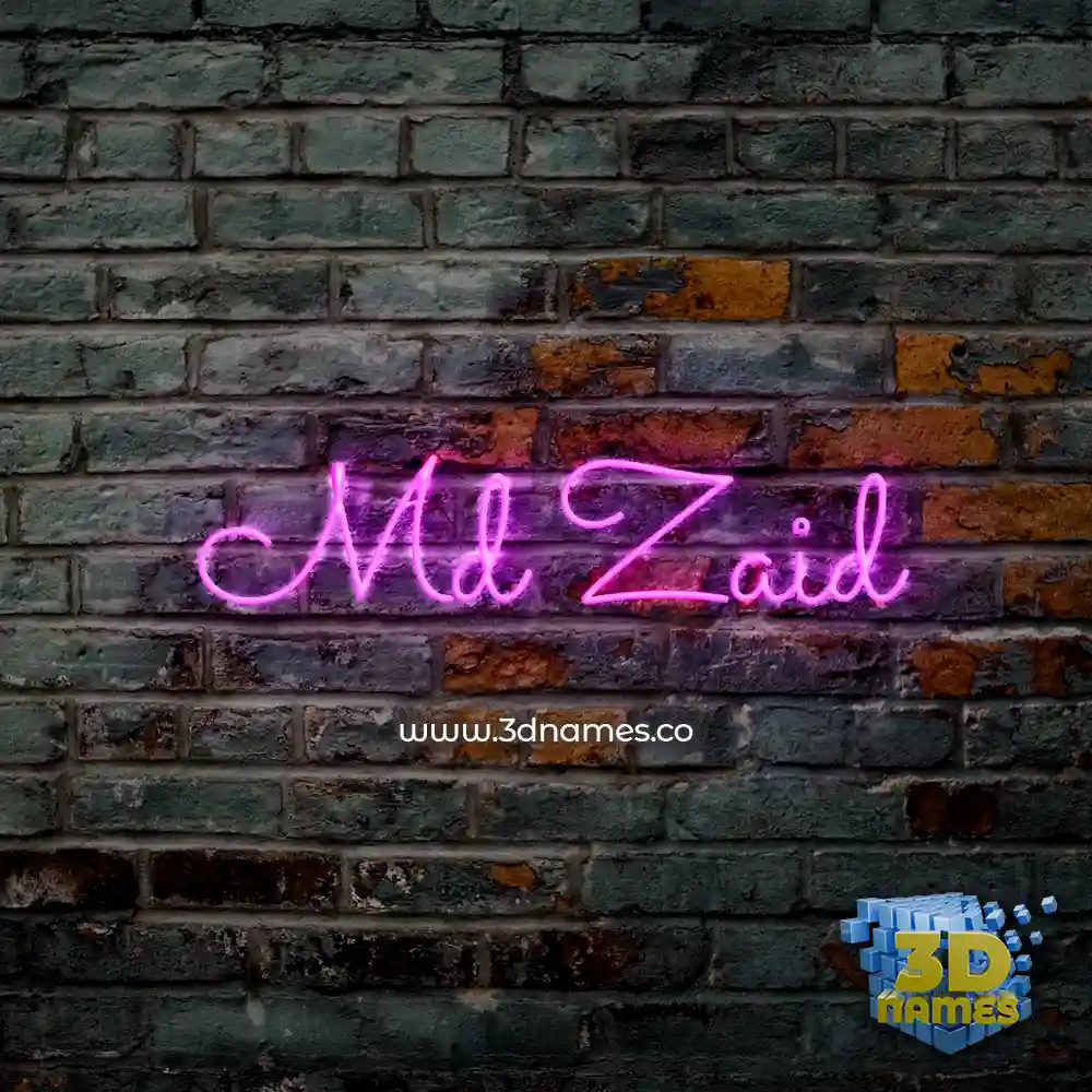md zaid in Pink Neon style - 3D name wallpaper