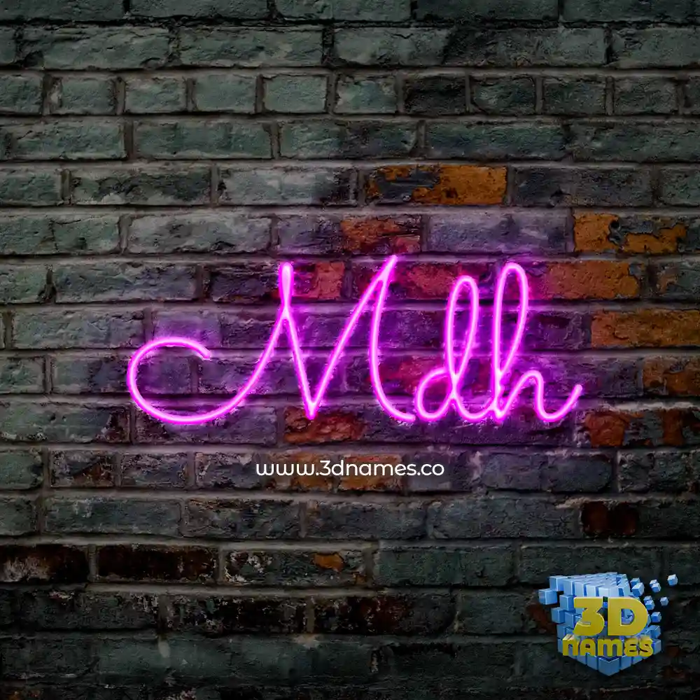 mdh in Pink Neon style - 3D name wallpaper