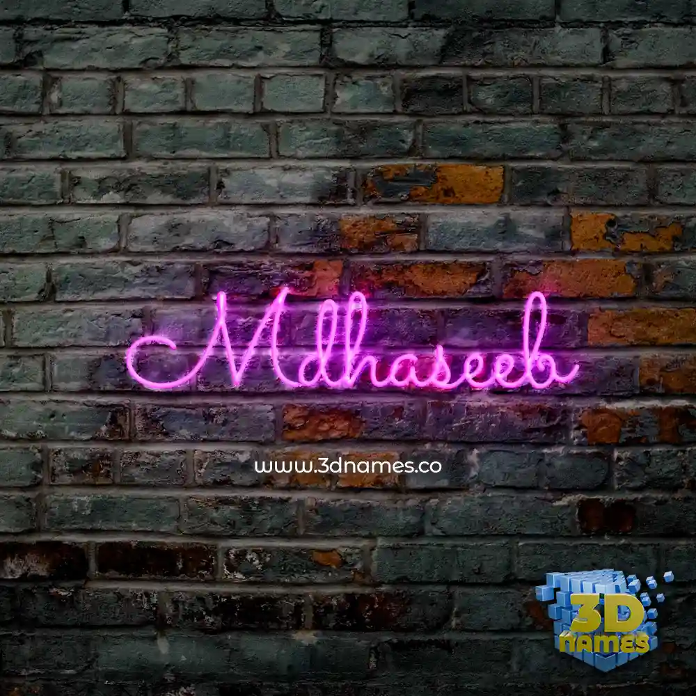 mdhaseeb in Pink Neon style - 3D name wallpaper
