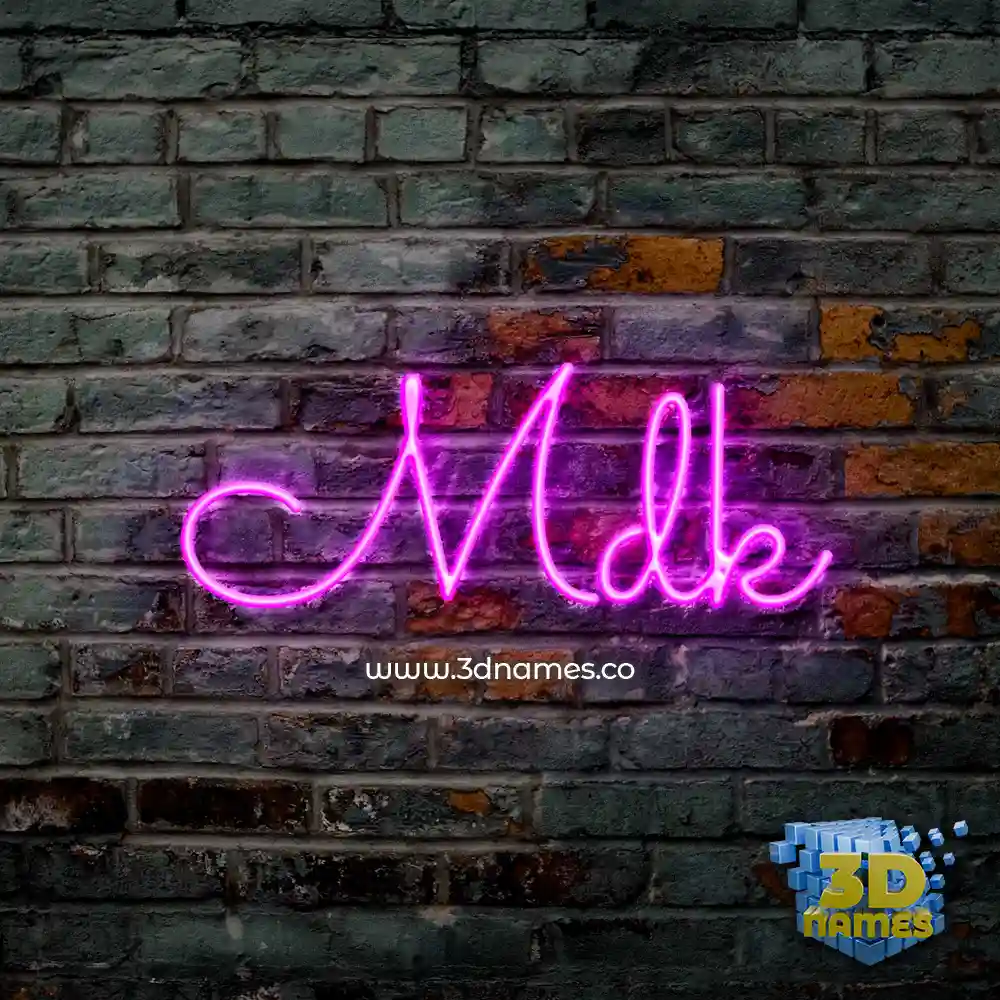 mdk in Pink Neon style - 3D name wallpaper