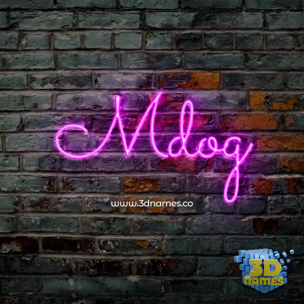 mdog in Pink Neon style - 3D name wallpaper
