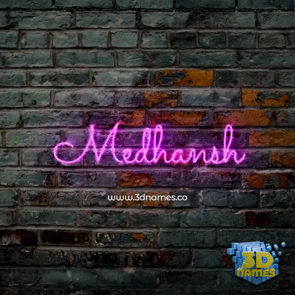 medhansh in Pink Neon style - 3D name wallpaper