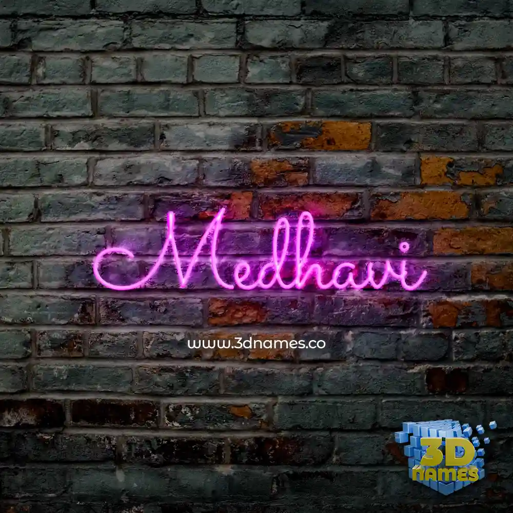 medhavi in Pink Neon style - 3D name wallpaper