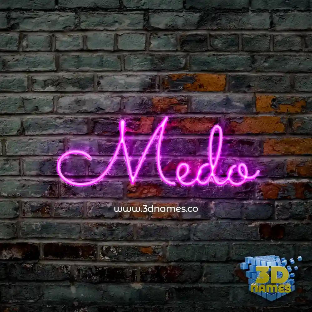 medo in Pink Neon style - 3D name wallpaper