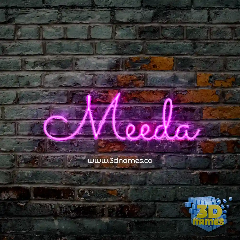 meeda in Pink Neon style - 3D name wallpaper