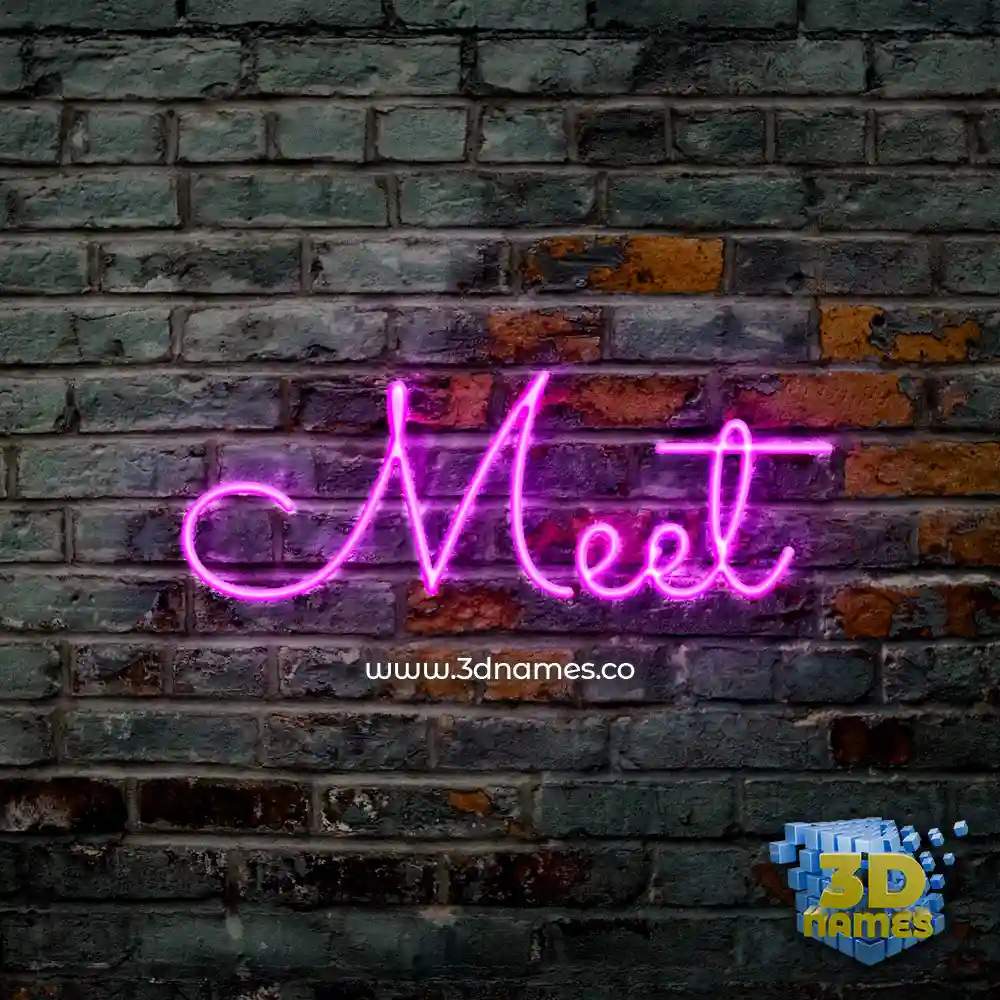 meet in Pink Neon style - 3D name wallpaper