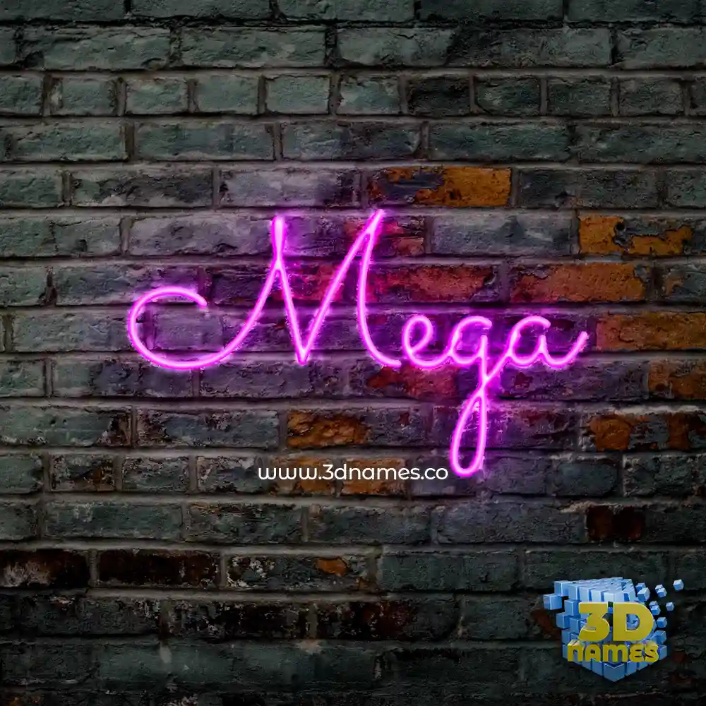 mega in Pink Neon style - 3D name wallpaper