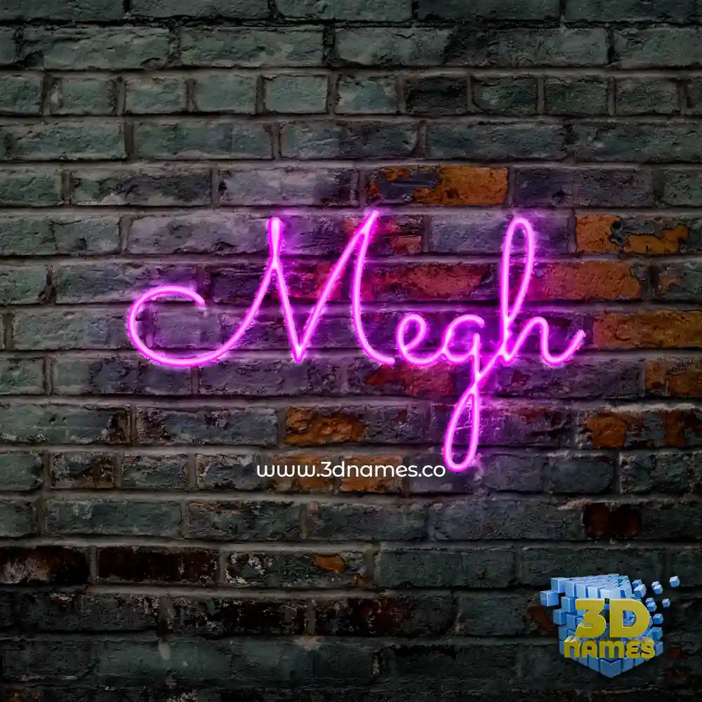 megh in Pink Neon style - 3D name wallpaper
