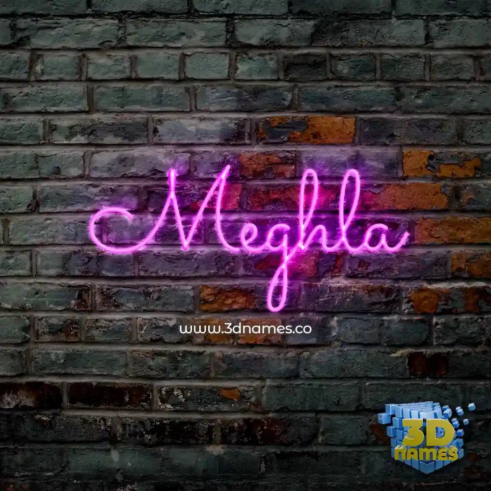 meghla in Pink Neon style - 3D name wallpaper