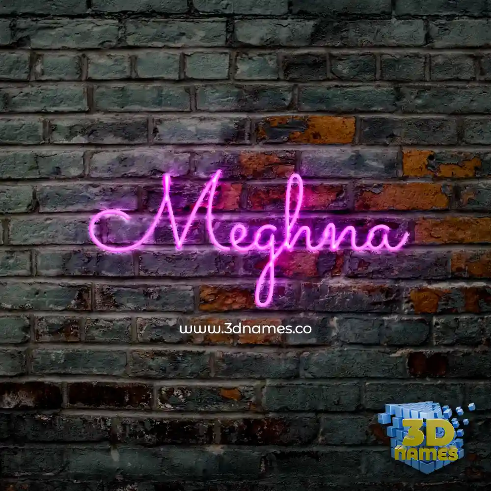 meghna in Pink Neon style - 3D name wallpaper