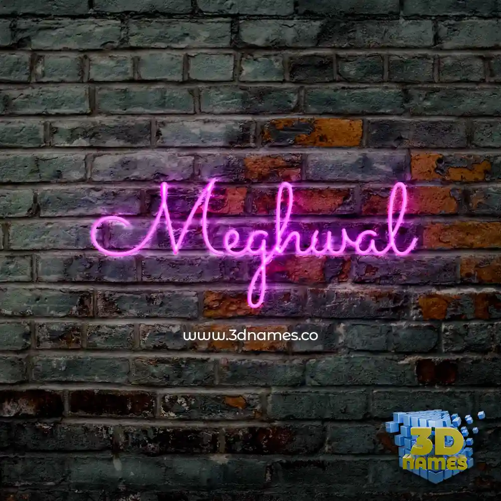 meghwal in Pink Neon style - 3D name wallpaper