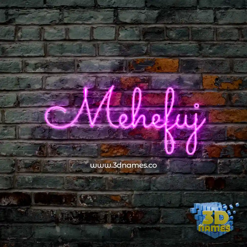 mehefuj in Pink Neon style - 3D name wallpaper