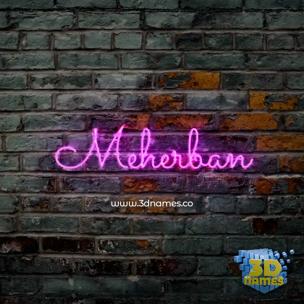 meherban in Pink Neon style - 3D name wallpaper